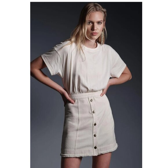 Pilcro Anthropologie Denim Skirt & Knit Tee Twofer Mini Dress Cotton S-4 268170 - Picture 2 of 15